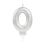 Silver Sparkles Number 0 Age Candle 